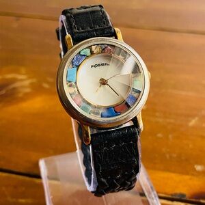 1994 MULTI COLOR STONE FOSSIL WATCH PC-7730